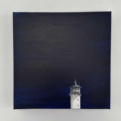 "Leuchtturm Dicke Berta" in Altenbruch Acryl auf Leinwand 30x30x3cm 03.2024