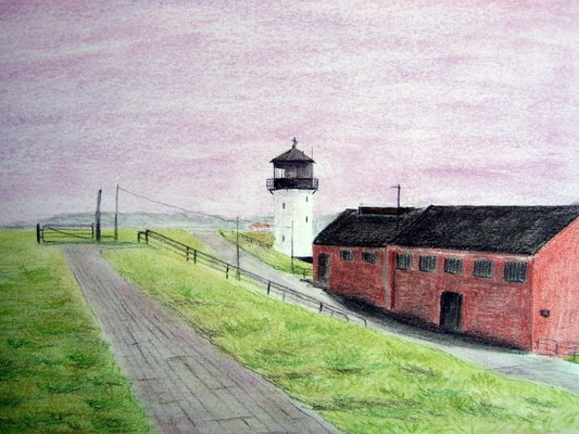 "Leuchtturm Dicke Berta" in Cuxhaven Altenbruch Pastell auf Tonpapier DIN A4 Format 05.2008