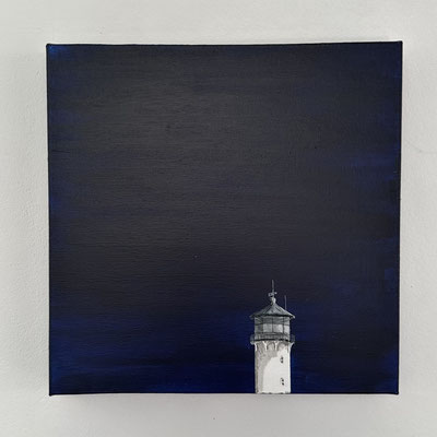 "Leuchtturm Dicke Berta" Acryl auf Leinwand 30x30x3cm 03.2024