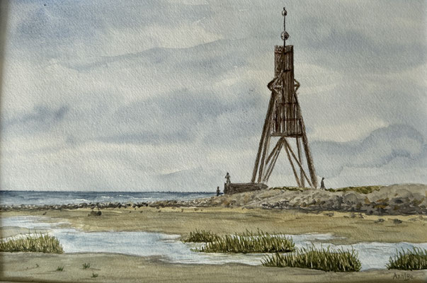 "Kugelbake" Aquarell 30x40cm gerahmt