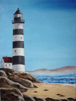 "Leuchtturm am Felsen" Acryl auf Leinwand 50x40 cm 08.2004
