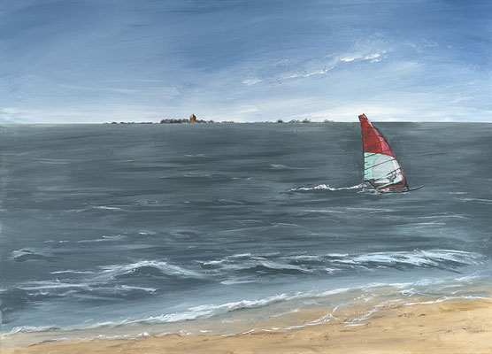 "Klare Sicht auf Neuwerk" Acryl auf Leinwand 50x70cm 10.2024 