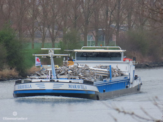 Motorvrachtschip Maravilla (ENI 02205120), varend onder Nederlandse vlag, voortgestuwd door een Caterpillar-motor, vroeger bekend als Gerne, IJsselstad, Linda en Katharos.