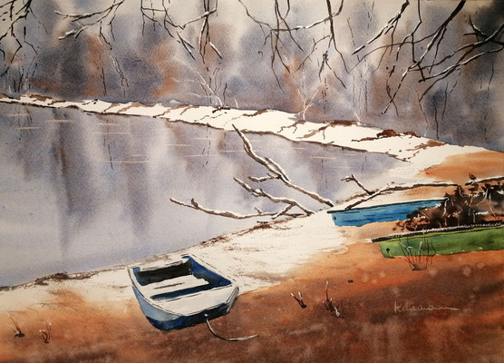 Winter am See, 40 x 30 cm
