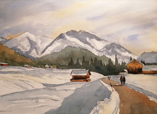 Winterliche Landschaft, 40 x 30 cm