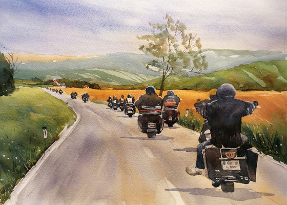 Biker - unterwegs für einen guten Zweck, 40 x 30 cm