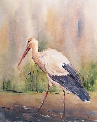 Storch, 30 x 40 cm