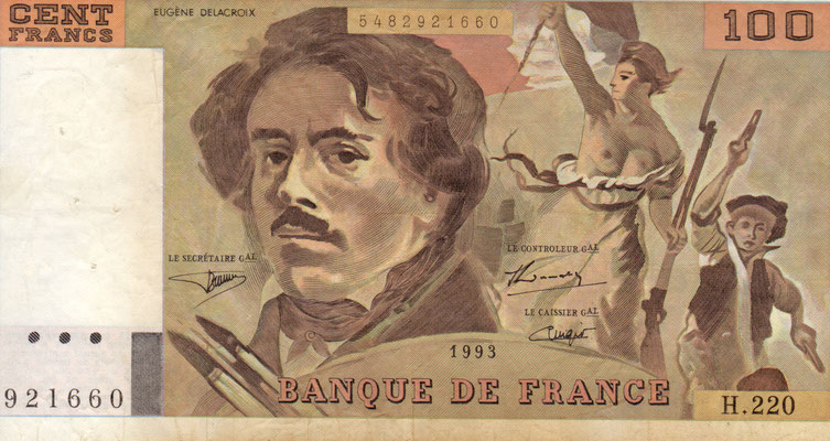 Le billet de 100 francs avant sa disparition en 2002.