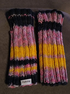 Pulswärmer lang mit Daumenloch - gelb, rosa, schwarz 