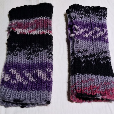 Pulswärmer lang mit Daumenloch - pink, violett, grau, schwarz