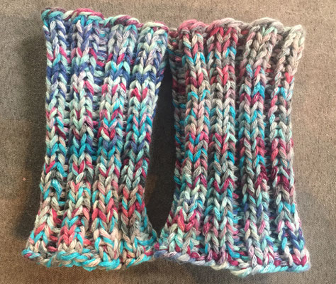 Pulswärmer kurz - pastellfarben - blau, pink, weiss 
