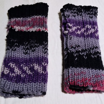 Pulswärmer lang mit Daumenloch - pink, violett, grau, schwarz