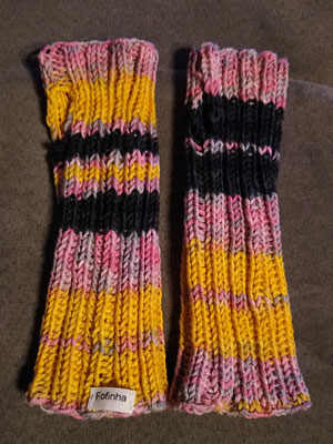 Pulswärmer lang mit Daumenloch - gelb, rosa, schwarz 