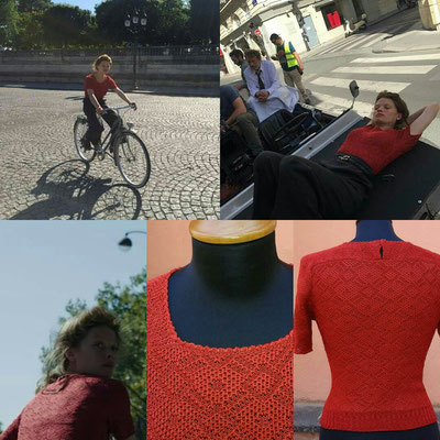 Maglia realizzata per Mélanie Thierry, film "La douleur", regia di Emmanuel Finkiel, costumi di Anaïs Romand