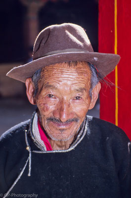 Old man in Jokhang Monastery, Lhasa, Tibet 1993
