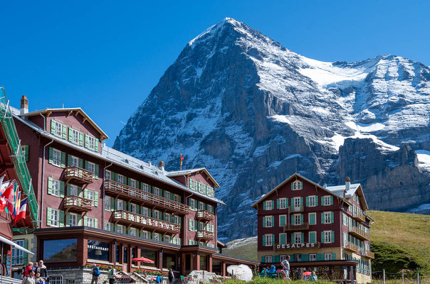 Hotel Bellevue des Alpes, Kleine Scheidegg (2.061m) mit Eiger Nordwand, Schweiz
