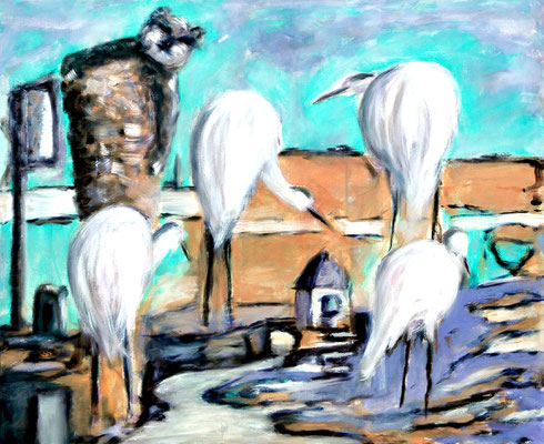 Katze auf Döner (2011) oil on canvas 90 x 110 cm