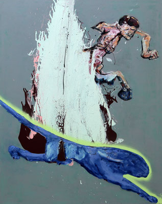 Cheiron lopsided (2015) oil, varnish, acrylic on canvas 150 x 120 cm