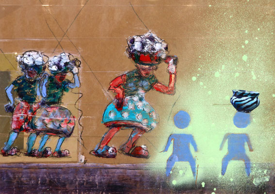 Flashing Rhythm (2017) mixed media on banana paper 30 x 42 cm
