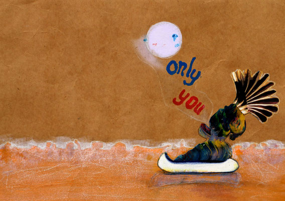 Only you (2024) mixed media on banana paper 30 x 42 cm