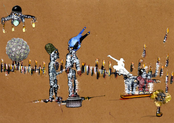Lime Cycle (2021) mixed media on banana paper 30 x 42 cm