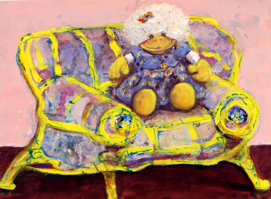 My Sofa (2017) oil, acrylic on Canson paper 56 x 76 cm