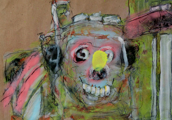 Jackass (2013) oil, pencil on banana paper 30 x 42 cm