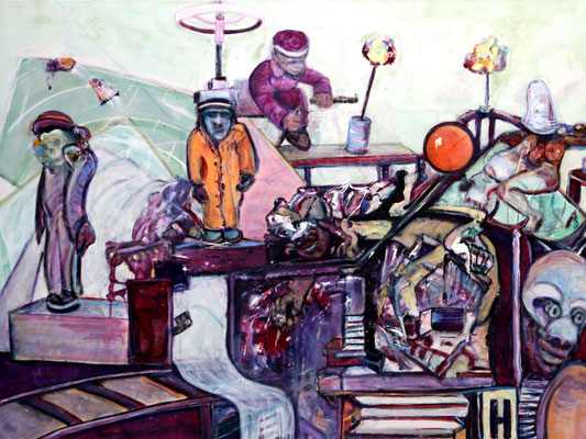 Time Must Have a Stop (2023) oil, tempera, gouache, acrylic on canvas 150 x 200 cm