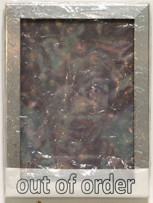 Medusa out of order (2019) oil on canvas wrapped in transparent plastic 40 x 30 x 4 cm