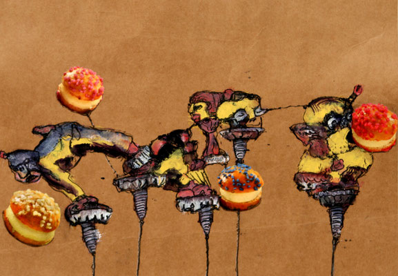 Susanne was here (2017) mixed media on banana paper 30 x 42 cm