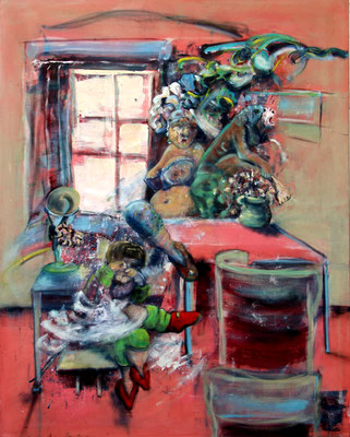 Green Contingency (2014) tempera, oil on canvas 150 x 120 cm