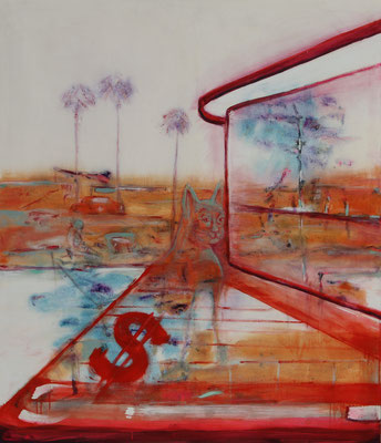 La Cienega Blvd. (2020) oil, tempera, acrylic on canvas 140 x 120 cm