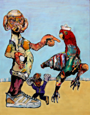 Sneaky Egg (2023) oil, acrylic on canvas 90 x 70 cm