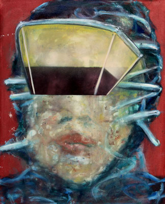 the geometry of intoxication – head downer (2014) oil on canvas 80 x 65 cm