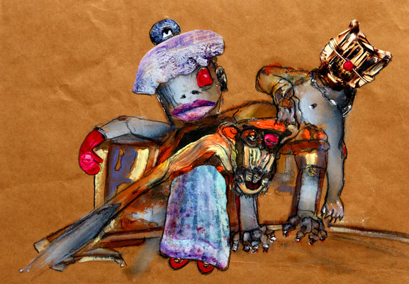 Entanglement (2023) mixed media on banana paper 30 x 42 cm