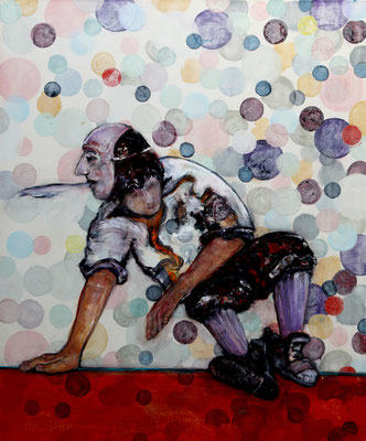 Venetian Footworker (2023) oil, tempera, acrylic on canvas 120 x 100 cm