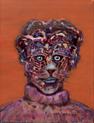Sachmet in Cashmere Sweater (2021) oil, tempera, acrylic on canvas 55 x 42 cm