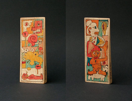 Traumkeil (1997) marker on pine wood 17 x 7 x 2 cm