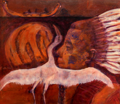 Archaic Re-Echo (2019) oil, tempera  on canvas 70 x 80 cm