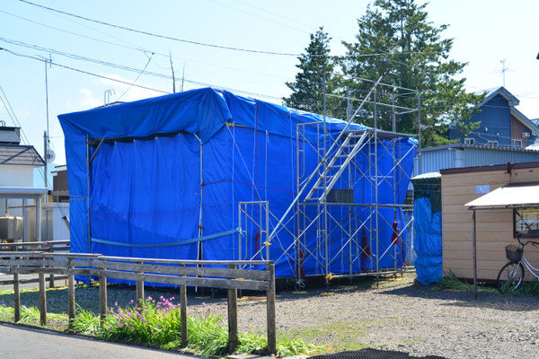 6月15日(日)　仮設太鼓小屋組み立て完了 