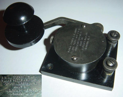 U.S.A. J-5-A Signal Corps. U.S. Army Flamproof Key. Order No. 2670 NY 41. Made by L. S. Brach MFG. CO. Newark N.J. 1941