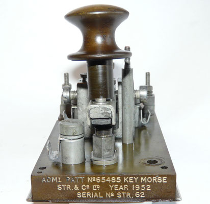 British Morse Telegraph Key .  Admy. Patt. 65485 (Navy) Serial No STR. 62 