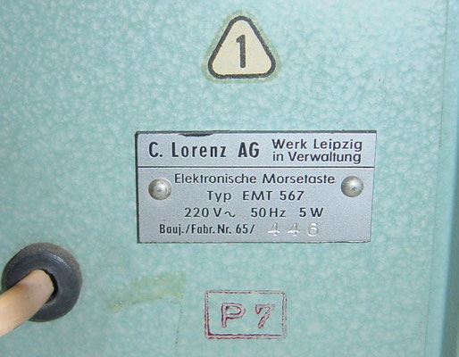 DDR. RFT Elektronische Morsetaste. EMT 567. Marked C. Lorenz AG, Werk Leipzig in Verwaltung 1965
