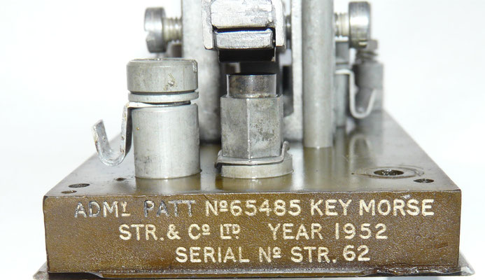 British Morse Telegraph Key .  Admy. Patt. 65485 (Navy) Serial No STR. 62 