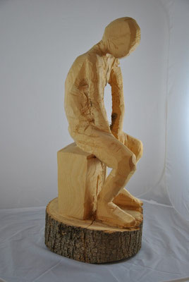 "Sitzender", Lindenholz, Kettensägerauh, 70cm