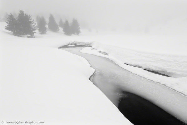 Switzerland, Alp Flix in the fog