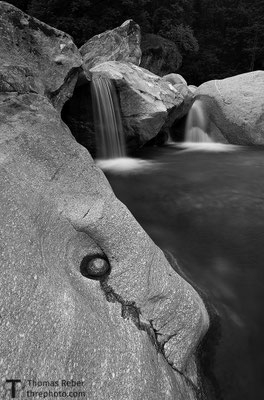 Switzerland, Val Bavona, Fontana, shaped and destroyed by water