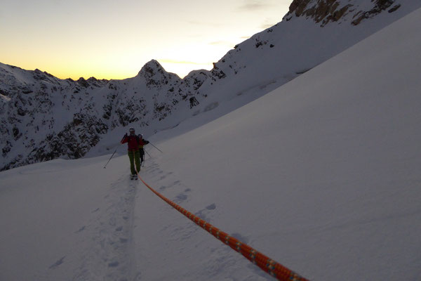 Der komplette Gletscher wurde, zusammen im Seil gegangen