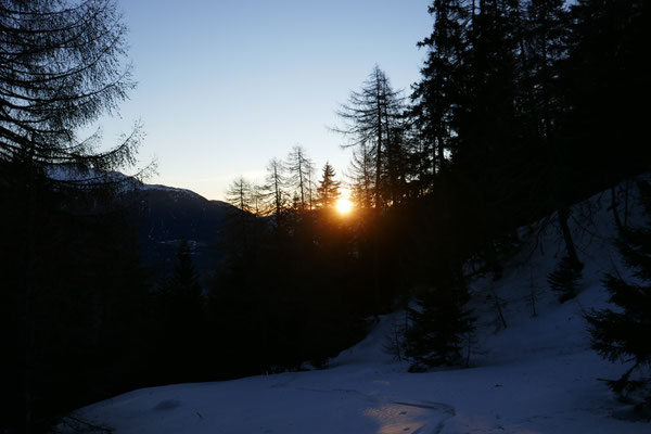 Sonnenaufgang kurz bevor wir die Glurnser Alm erreichten