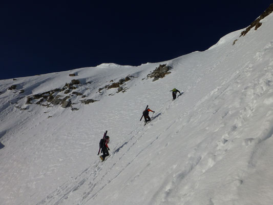 Im oberen Teil, reichlich Schnee der letzten Tage